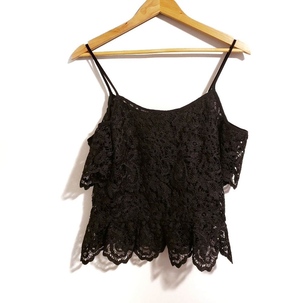 Zara Lace Cold Shoulder Top Size Medium - Picture 5 of 7